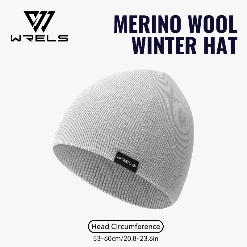 WRELS Merino Wool Beanie Soft Knit Beanie Hat Warm Durable Thick Lined for Cold Weather Skull Cap Hiking Ski Climbing Wool Hat