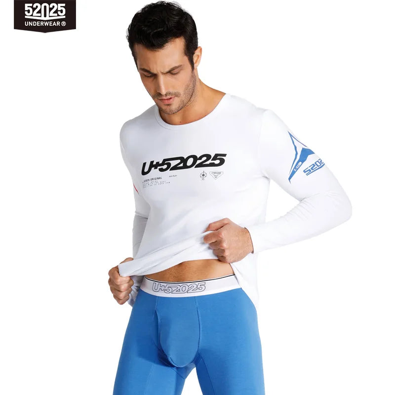 52025 Men's Fleece-Lined Thermal Underwear Set – Warm Cotton-Viscose Blend, Soft Winter Comfort and Cozy Everyday Fit