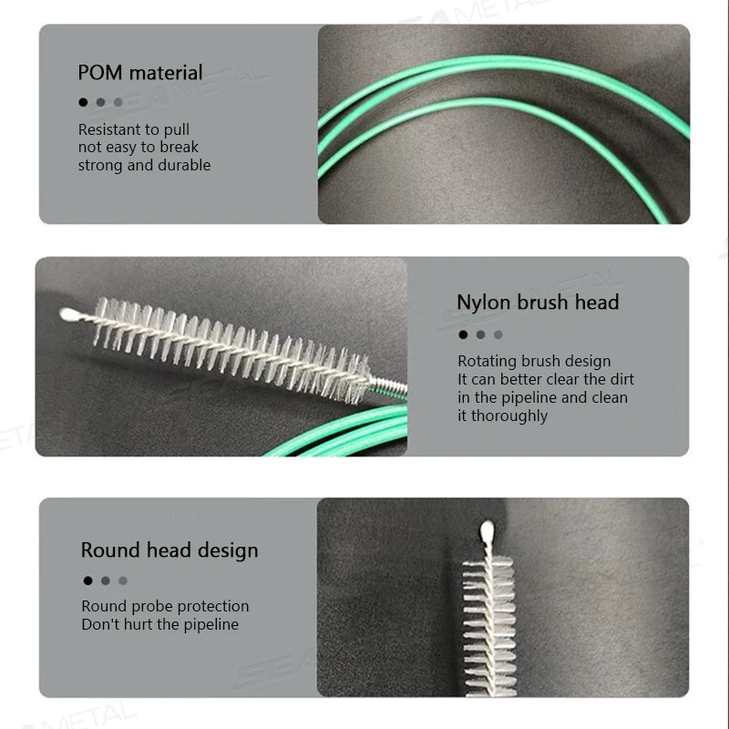 SEAMETAL 3m/5m Car Drain Dredge Cleaning Brush Auto Sunroof Drain Hole Clog Brush Long Hoses Cleaning Tool Drain Pipe Cleaner