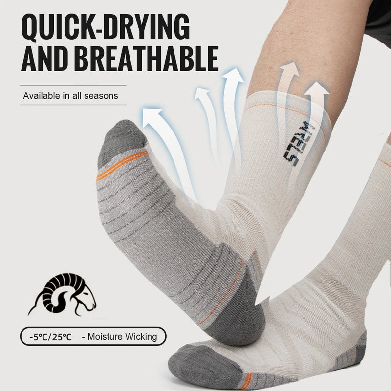 WRELS 1/2/3 Pairs Merino Wool Socks Thermal Warm Winter Thick Cushion Moisture Wicking Wool Hiking Socks Sports Socks