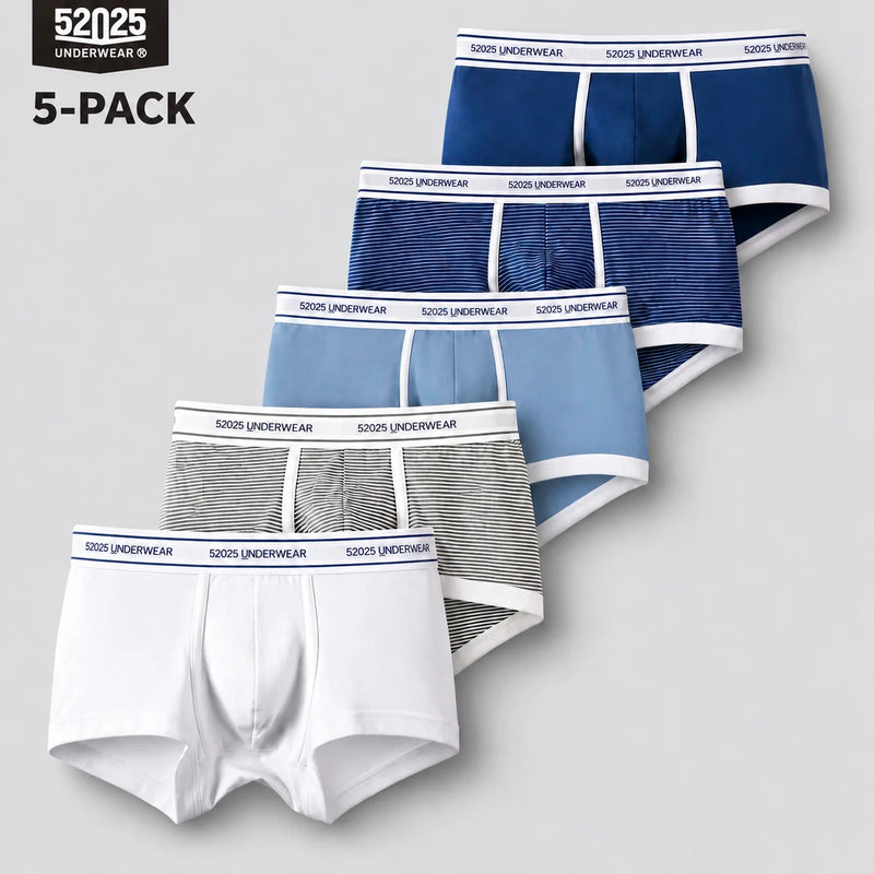 52025 Men's Cotton Modal Boxers (5-Pack) – Silky-Soft Fabric, Anatomical Contoured Pouch and Comfortable Everyday Fit