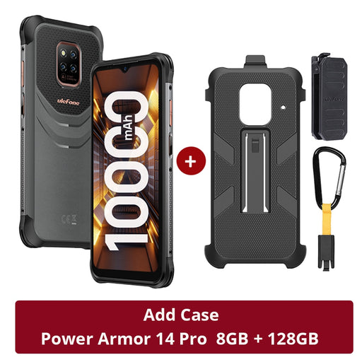 Ulefone Power Armor 14 Pro 8GB+128GB Rugged Phone 10000mAh Android 12 Waterproof Smartphone 6.52-inch NFC Global version 8GB RAM 128GB ROM Add Case China