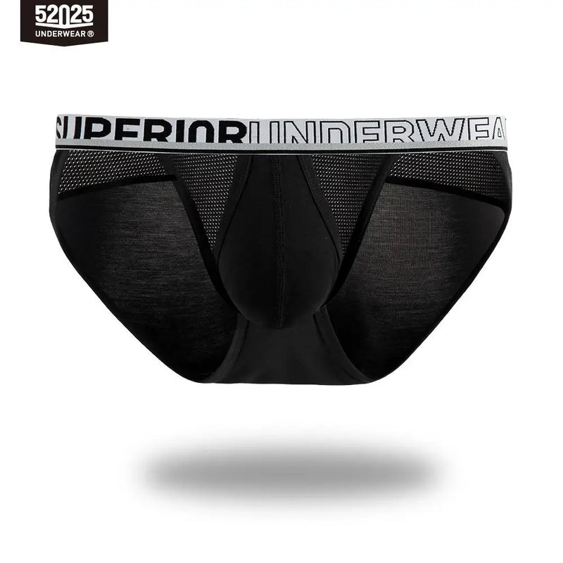 52025 Men's Premium Modal High-Cut Briefs – Breathable Silk-Mesh Pouch, Double Side Fly and Ventilated All-Day Comfort