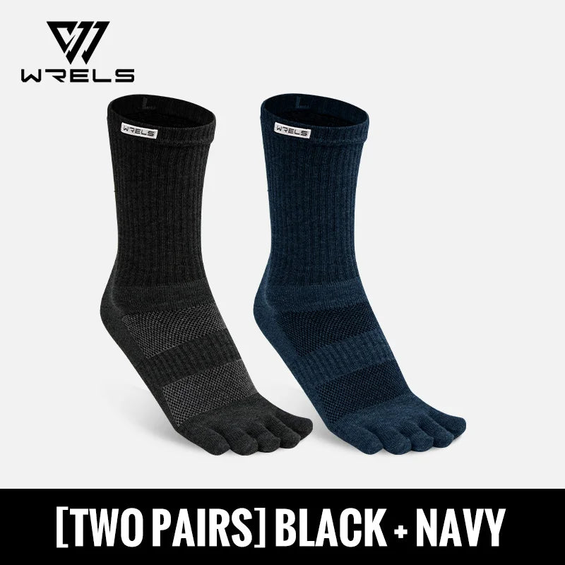 WRELS 1/2/3 Pairs Toe Socks Cotton Athletic Running Five Finger Socks Cushion Socks Sweat-Absorbing Breathable 5 Finger Socks