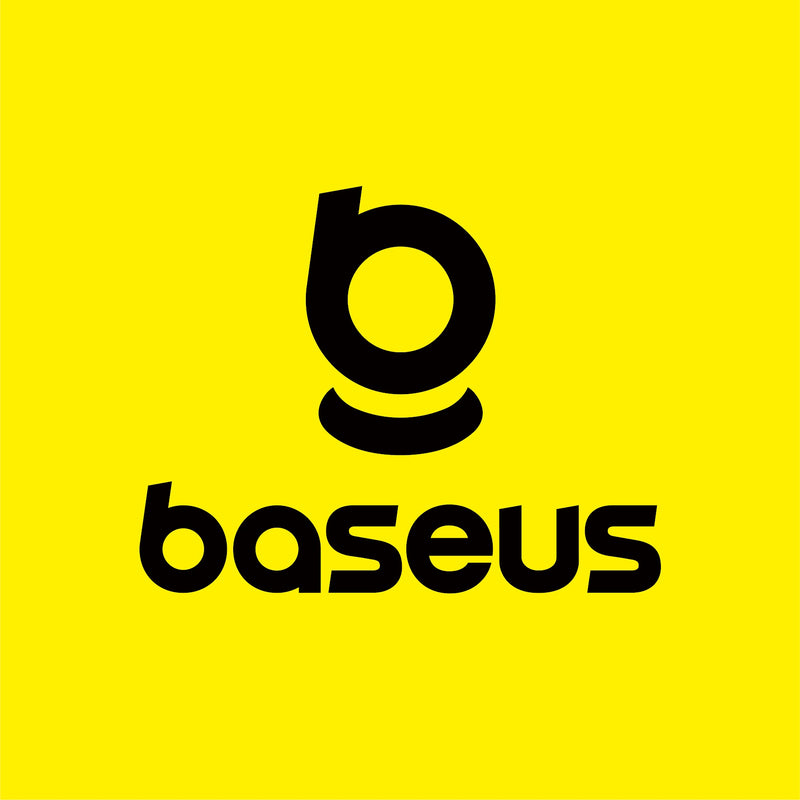 Baseus logo on a yellow background