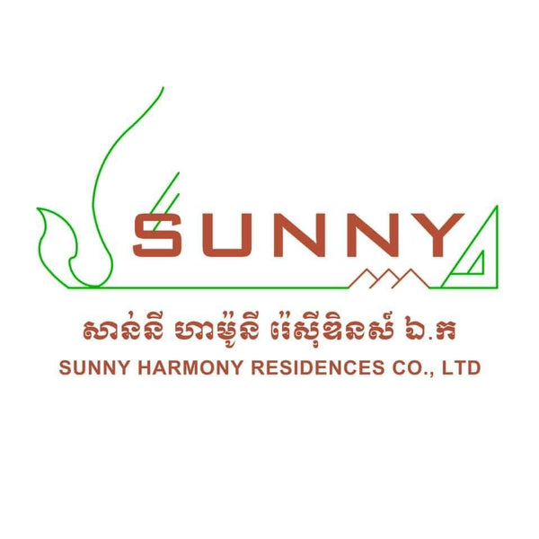 Logo of Sunny Harmony Residences Co., Ltd with green and red design elements on a white background.