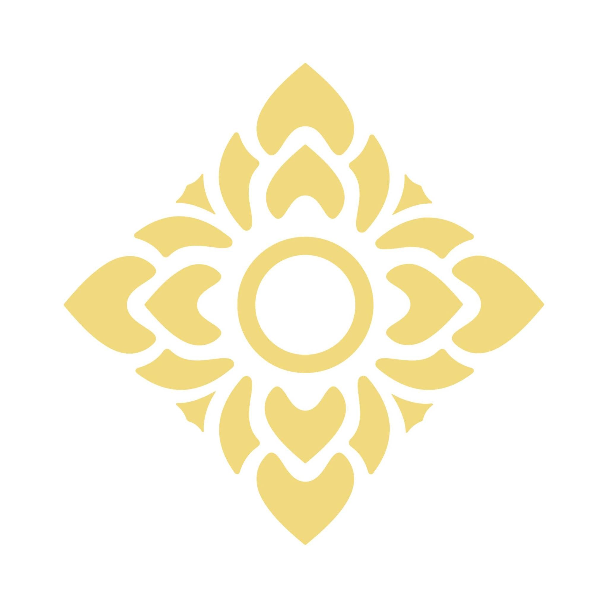Decorative yellow floral pattern on a white background