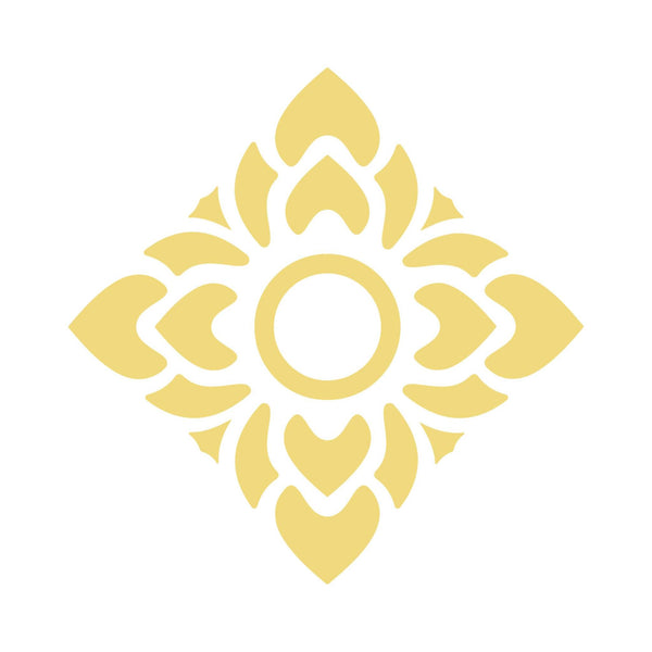 Decorative yellow floral pattern on a white background