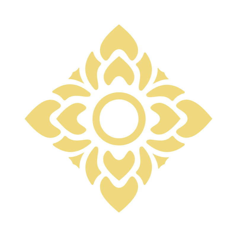 Decorative yellow floral pattern on a white background