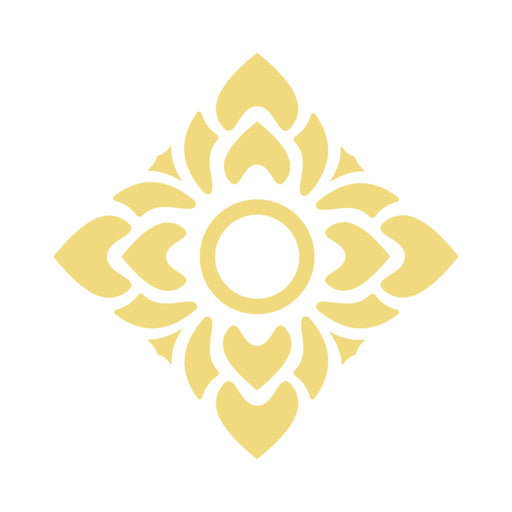 Decorative yellow floral pattern on a white background