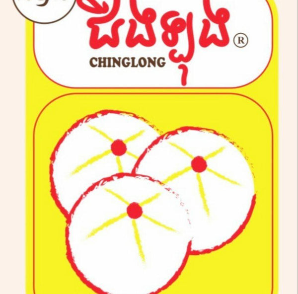 Packaging of Chinglong brand with illustrations of wheels on a yellow background