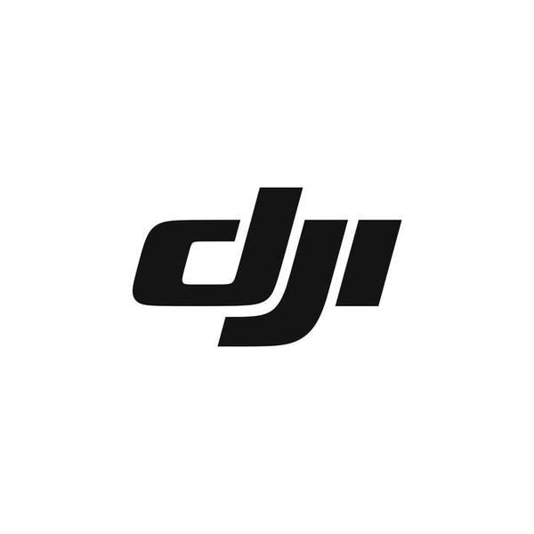 Black DJI logo on a white background
