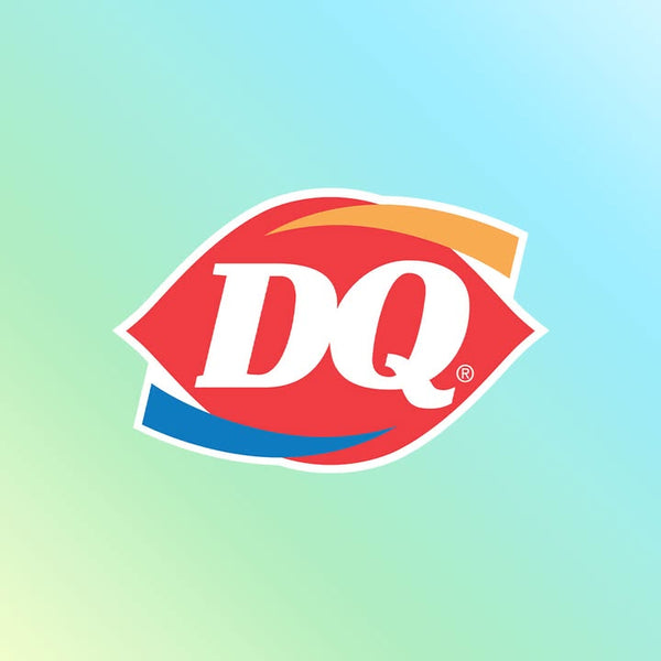 Dairy Queen logo on a gradient blue background