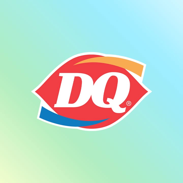 Dairy Queen logo on a gradient blue background