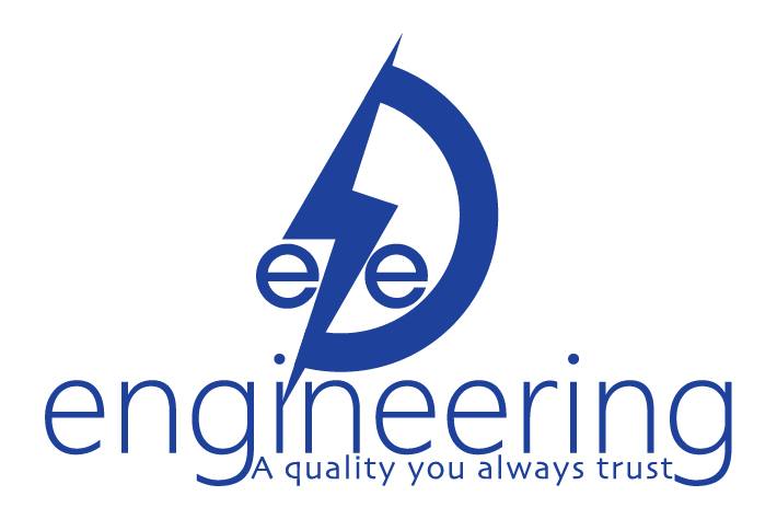 Logo of e2e engineering with a blue design on a white background