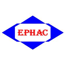 Logo with 'EPHAC' text inside a blue diamond shape on a white background