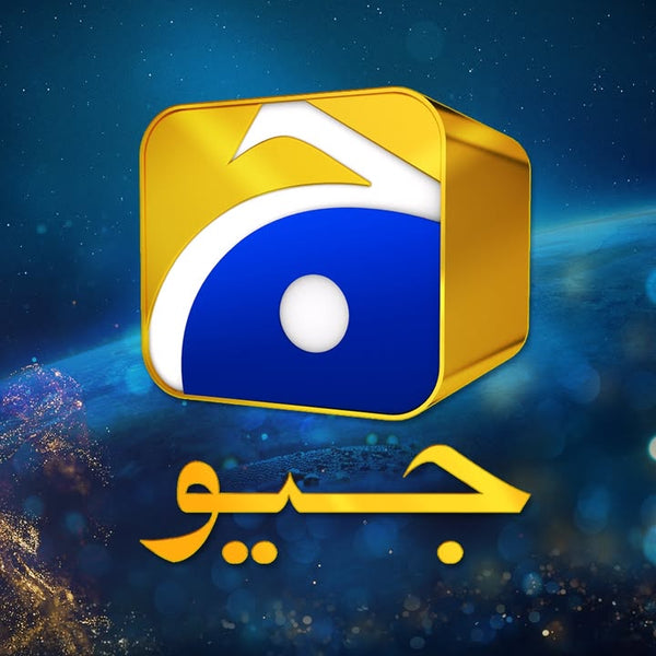 Logo with a blue and gold color scheme on a space-themed background