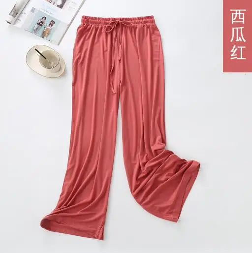Wide leg pants women's high waist drape 2025 new modal loose traight casual pajamas pants ladies home pant sleep trousers