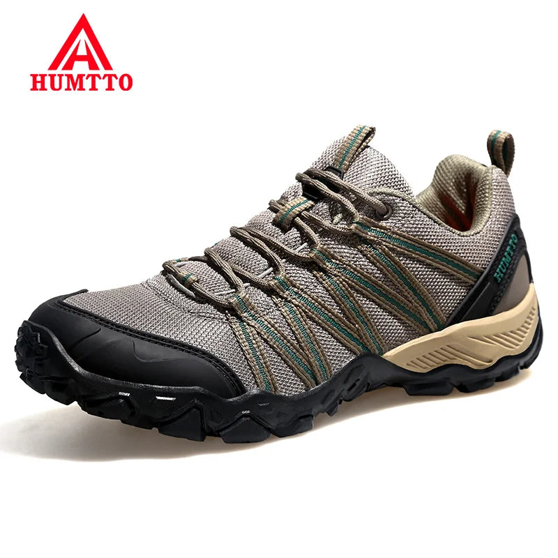 HUMTTO Brand Clearance Man Summer Hiking Shoes for Men  Breathable Leather Hunting Trekking Climbing Shoes Mens Outdoor Sneakers