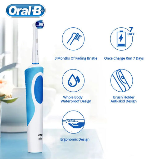 ច្រាសដុសធ្មេញអគ្គិសនី Oral B បង្វិលធ្មេញស្អាត សាកធ្មេញ 3D Whiten Teeth Brush Care Oral Care With Gift Heads Brush