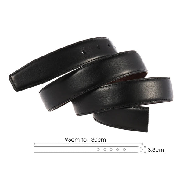 VATLTY 3.3cm Real Leather Belt Men High-quality Natural Cowhide Black Belt Without Buckle No Interlayer Business Belt Male