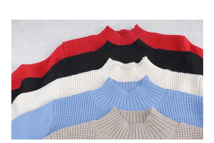 Fdfklak Half-High Collar Inner Sweater Women 2026 New Korean Mid-Length Wool Winter Sweaters Dress Pullover Knit Tops Pull Femme