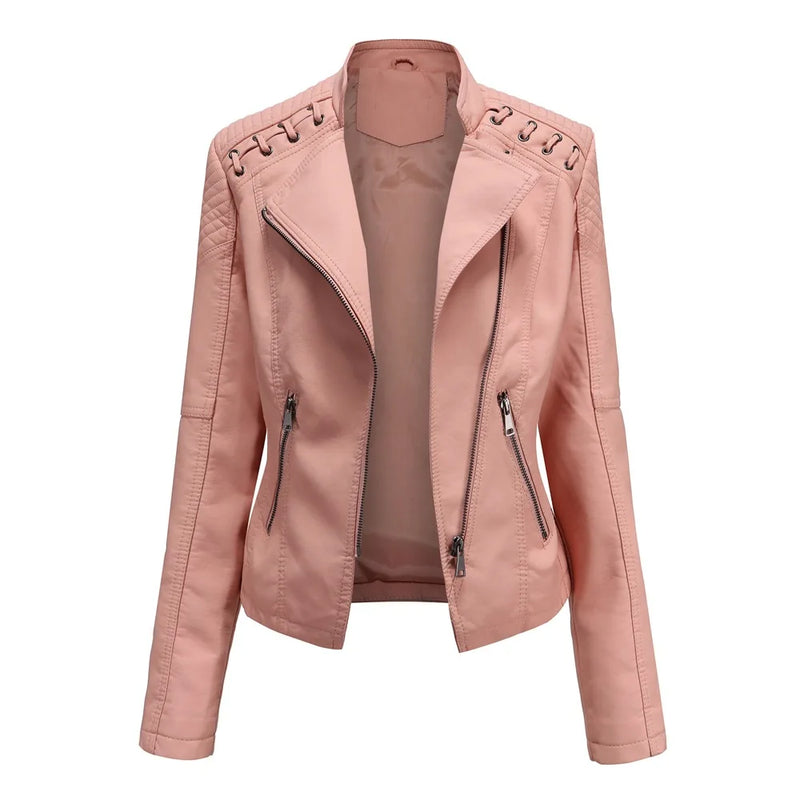Short Brown Women's Purple Long Sleeve PU Coat, Fashion Motorcycle Women Leather Jacket, Autumn Black Lady's Jaqueta