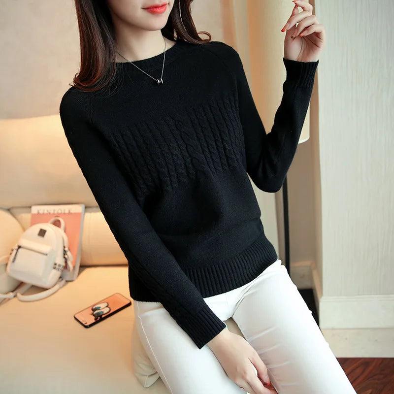 Fdfklak Autumn Winter New Slim Elegance Candy Color All-Match Bottoming Shirt Knitted Sweater Female Pullover Tops Women