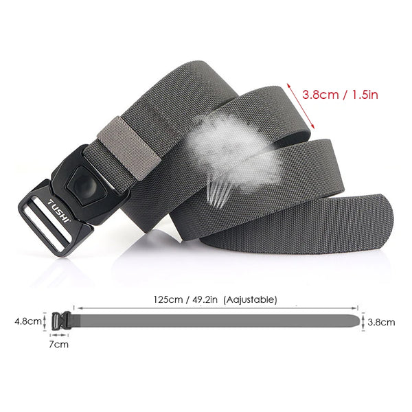 VATLTY New Men's Elastic Belt Matte Black Alloy Buckle Quick Release Tactical Outdoor Belt Military Army Girdles Male Waistband