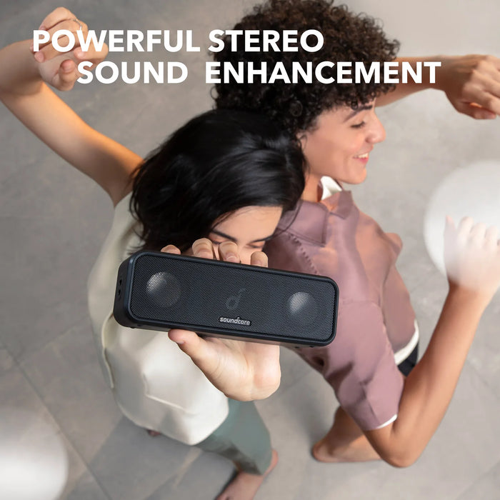 Soundcore 3 Bluetooth Speaker with Stereo Sound, Pure Titanium Diaphragm Drivers, PartyCast Technology, BassUp, 24H Playtime