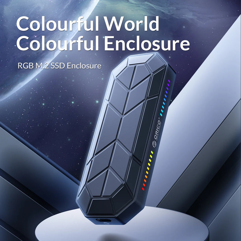 ORICO M2 SSD Enclosure M.2 NVME Solid State Drive Case RGB to USB 3.1 Gen2 10Gbps SSD Box Cool Game Style Computer Accessories