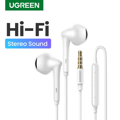UGREEN 3.5mm Wired Earbuds Headphones with Microphone Noise Cancelling HiFi Stereo Wired Earphone In Ear 3.5mm Wired Earphones