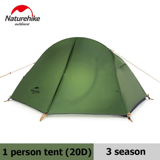 Naturehike Tent Winter Nylon Waterproof 1 Person Tent Ultralight Backpacking Hiking Tent Awning Cycling Single Camping Tent Green - 20D China