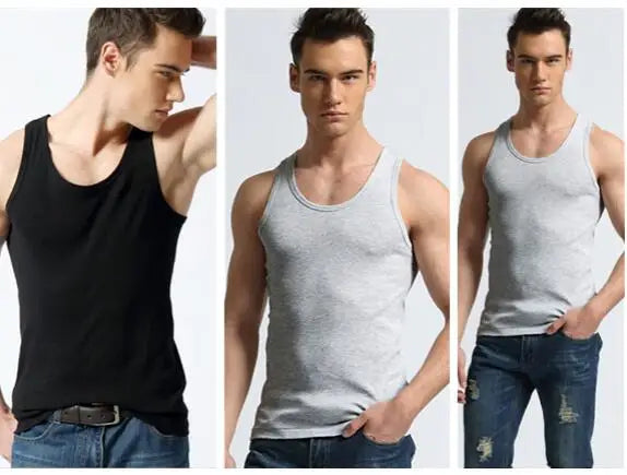 2026 New Men White Cotton Tank Top, Fitness Sexy Sleeveless Sport T-Shirt,Elegant Man Bottoming Tees Streetwear White Tanks Vest
