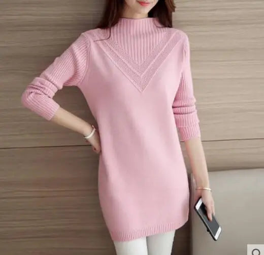 Spring Autumn Winter New Turtleneck Sweater Women's Jumper Medium Long Wool Knit Top Pullover Bottoming Sweaters Pulls Femmes