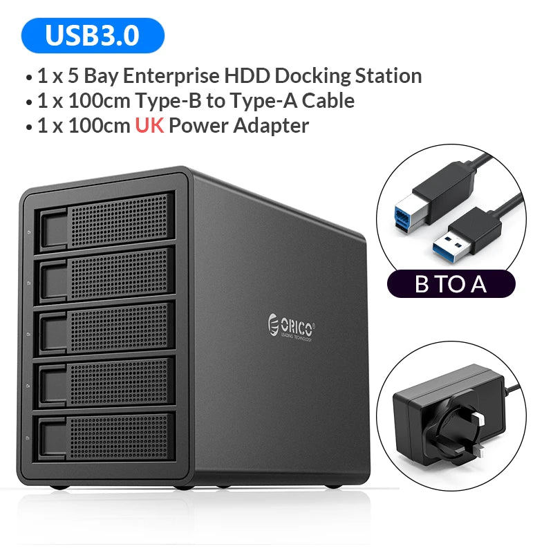 ORICO 35 Series 5 Bay HDD Docking Station With Dual Chip 150W Built-in Power Hard Drive Case for Altcoins Mining