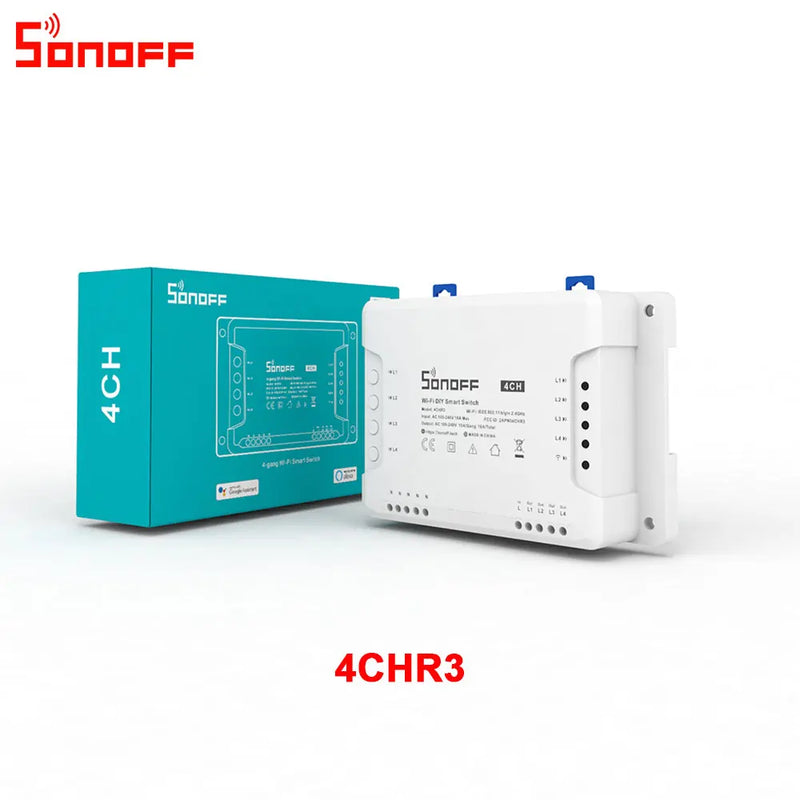 Sonoff 4CHR3 Smart Wifi Switch 4 Gang Smart Home Remote Control Light Switch Works with Alexa Google Home eWeLink APP