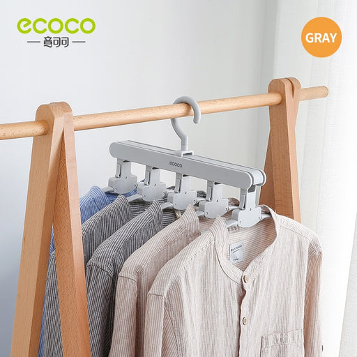 ECOCO 5 in 1 Clothes Rack Multifunction Shelves Multi-functional Wardrobe Magic Clothes Hanger Coat Storage Organization Gray