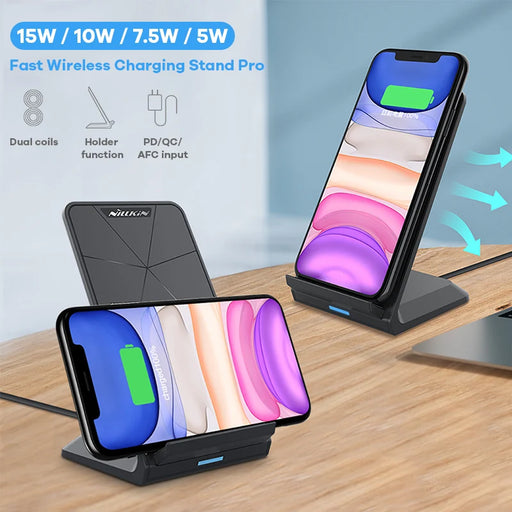 Nillkin wireless charger 15w Fast Qi Wireless Charging Stand,10W Wireless Charging Station Dock for iPhone 11 12 Pro Max Note 20 15W ChargerW CN