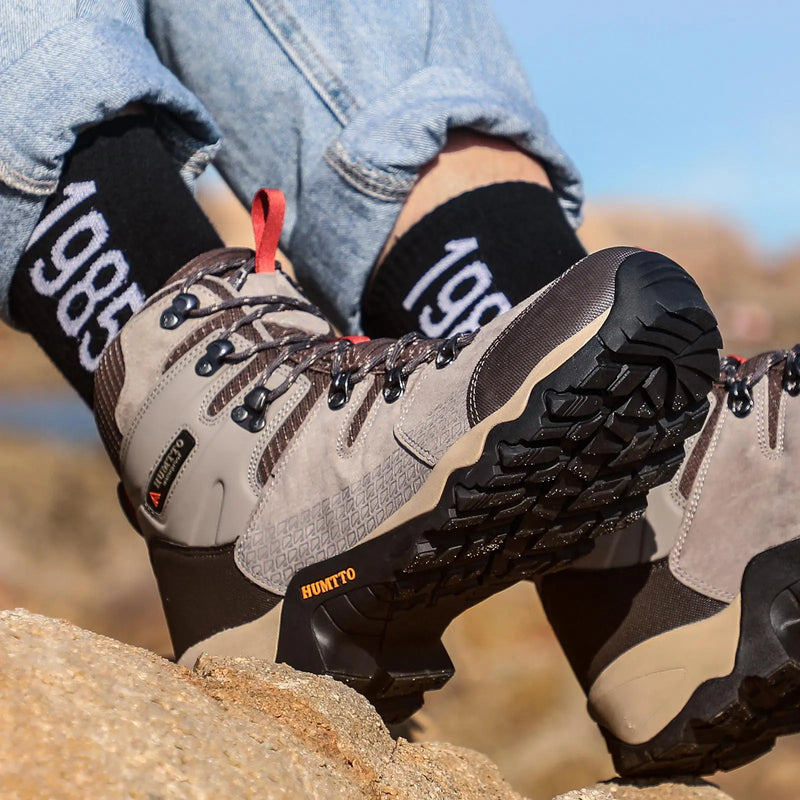 HUMTTO Waterproof Outdoor Sport Hiking Shoes for Men Leather Non-slip Climbing Sneakers Mountain Tactical Mens Trekking Boots