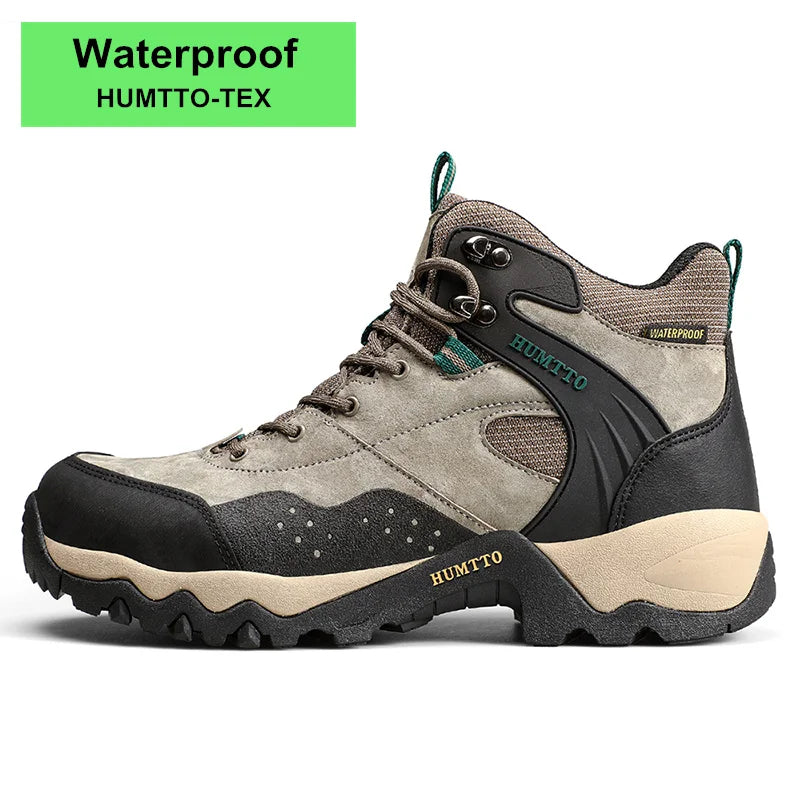 HUMTTO Outdoor Trekking Sneakers for Men Leather Sport Hiking Shoes Mens Breathable Waterproof Climbing Camping Tactical Boots