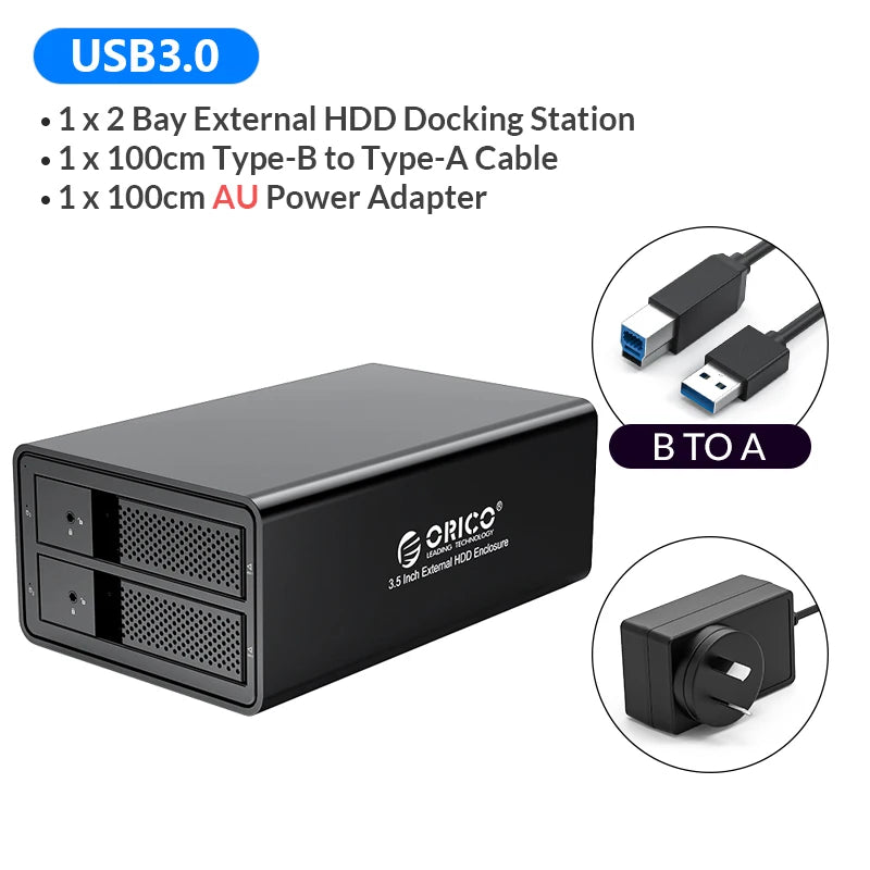 ORICO 95 Series Multi Bay 3.5'' SATA to USB3 HDD Docking Station HDD Enclosure Aluminum HDD Case for Altcoins Mining