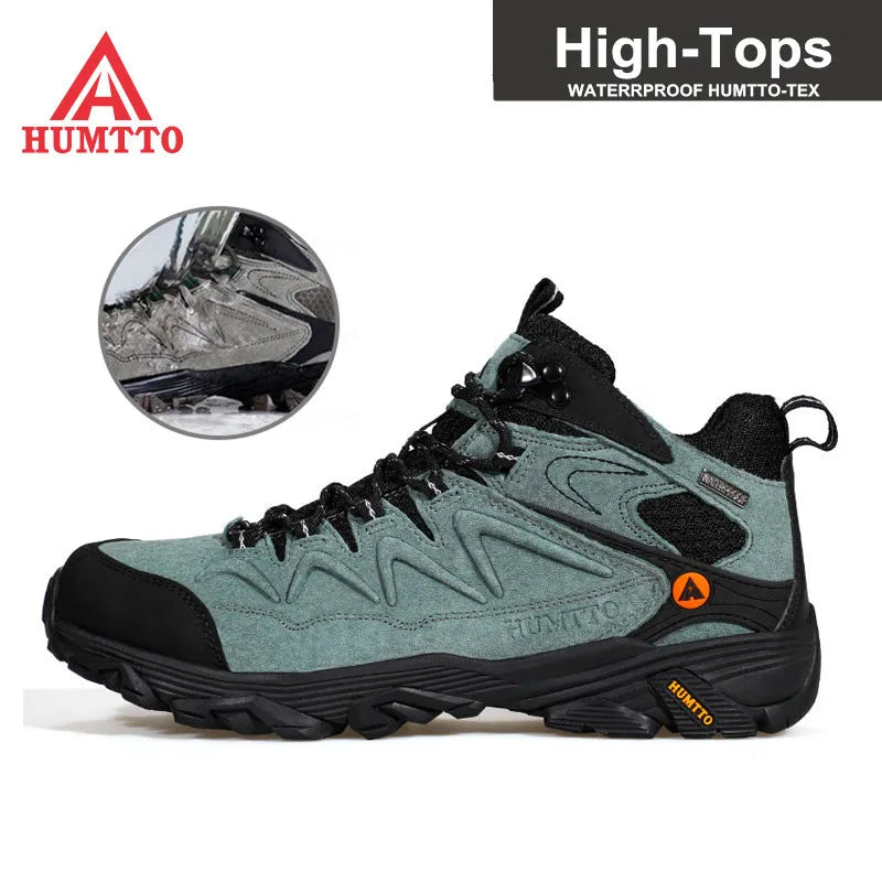 HUMTTO Hiking Shoes for Men Leather Trekking Waterproof Boots Camping Ankle Boots Mens Hunting Mountain Tactical Sneakers Man