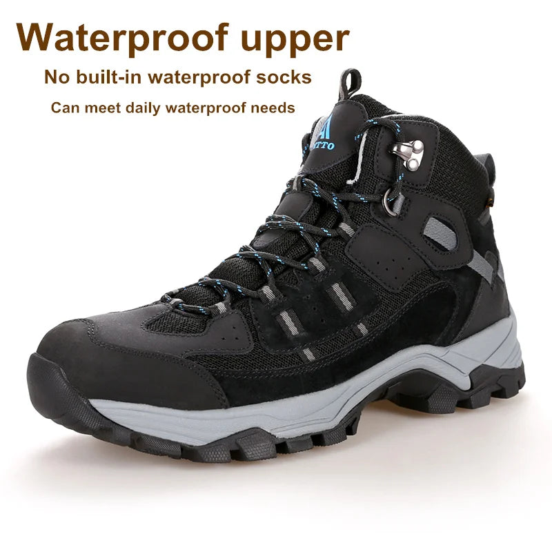 HUMTTO Hiking Boots Leather Waterproof Sneakers for Men 2021 Sport Hunting Climbing Trekking Shoes Breathable Outdoor Mens Shoes