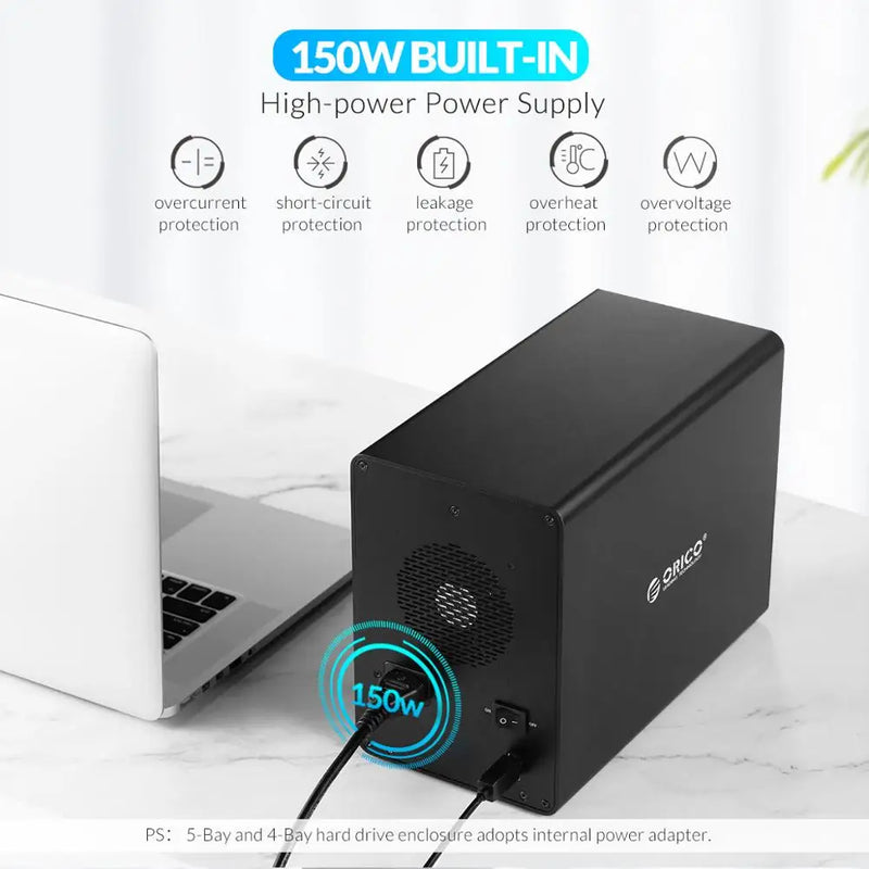ORICO 35 Series 5 Bay HDD Docking Station With Dual Chip 150W Built-in Power Hard Drive Case for Altcoins Mining