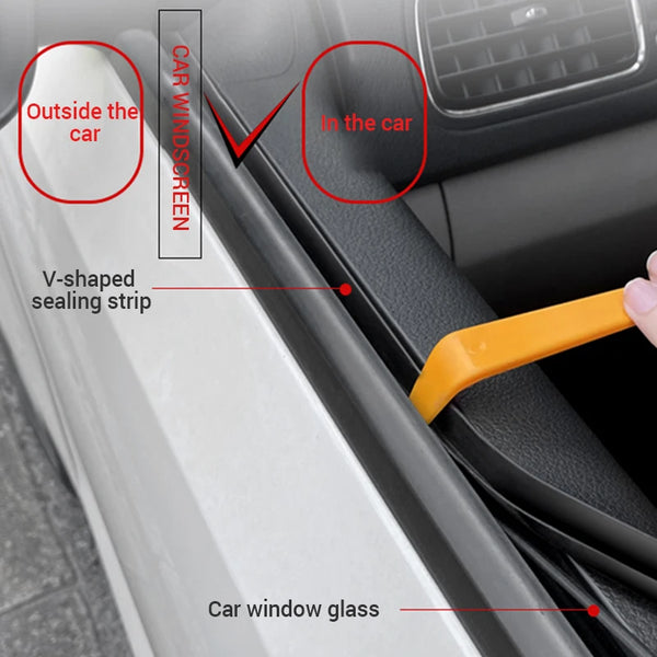 Car Window Seal Strip Car Window Lift Sealing Strips Auto Rubber Side Window Filler V Shape Weatherstrip Noise Insulation Goods