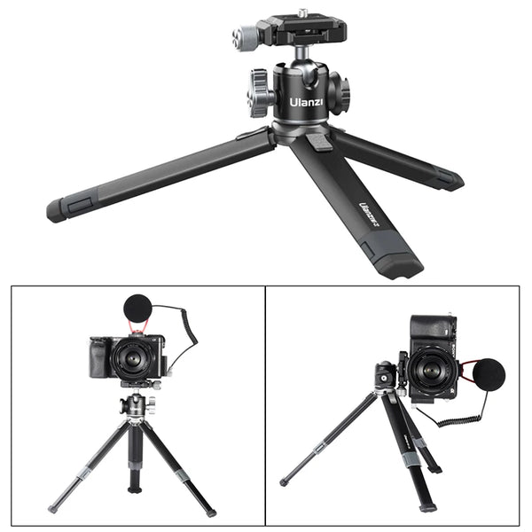 ជើងកាមេរ៉ា Ulanzi MT-24 Vlog Lite Metal Mini Tripod ពង្រីក Vlog Selfie Stick Tripod ជាមួយ Cold Shoe សម្រាប់មីក្រូហ្វូន LED Light DSLR SLR Camera