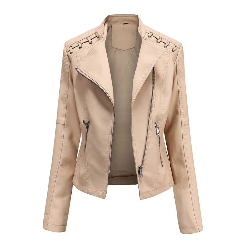 Short Brown Women's Purple Long Sleeve PU Coat, Fashion Motorcycle Women Leather Jacket, Autumn Black Lady's Jaqueta