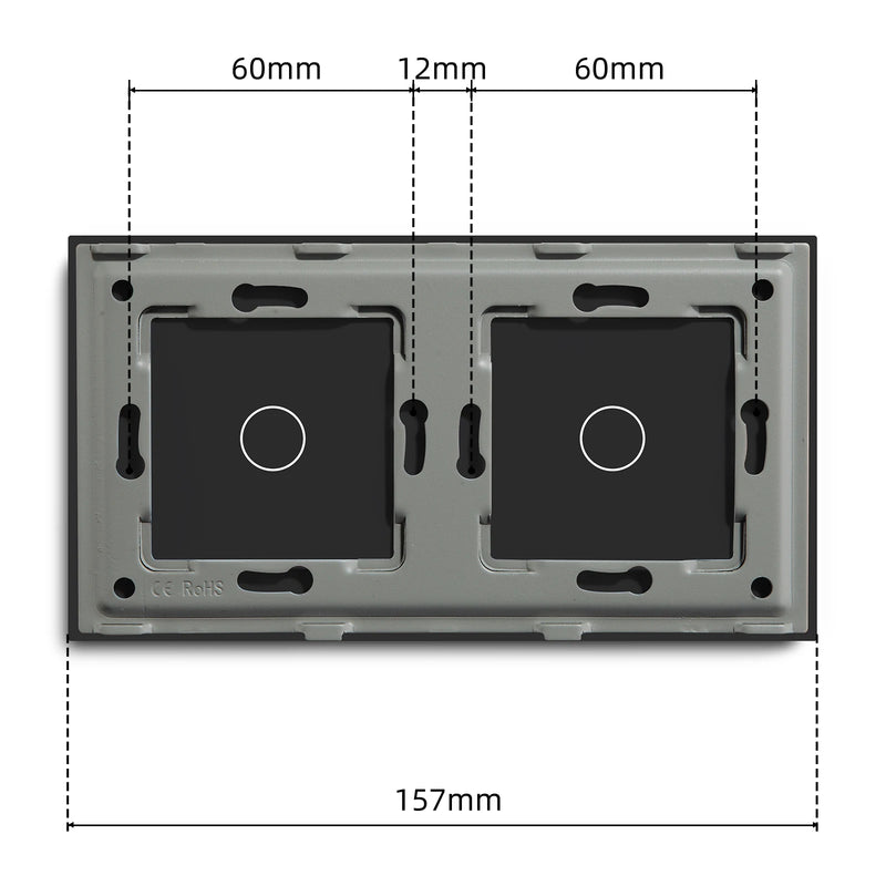 BSEED EU Standard Wall Glass Panel With Metal Base DIY Part For Touch Light Switch 157*86mm Crystal Glass Cover Only