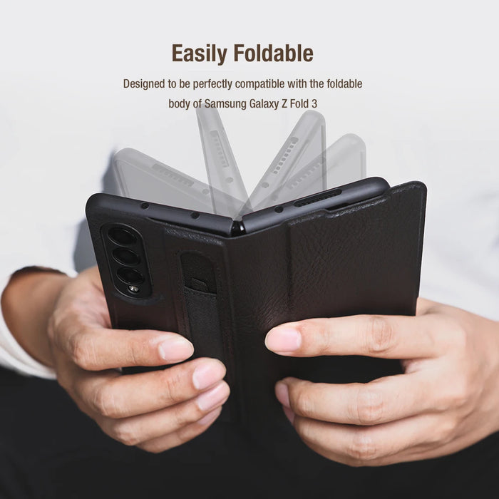 For Samsung Galaxy Z Fold 3 Case For Z Fold 4 For Z Fold 5 NILLKIN Aoge Full Luxury Leather Kickstand Case With S-Pen Pocket